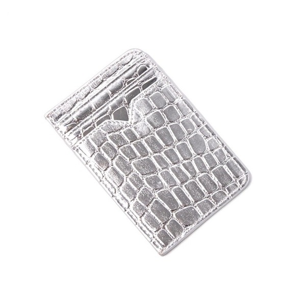 Silver Faux Crocodile Mini Wallet Credit Card Holder Money Holder New With Tags - Picture 4 of 6